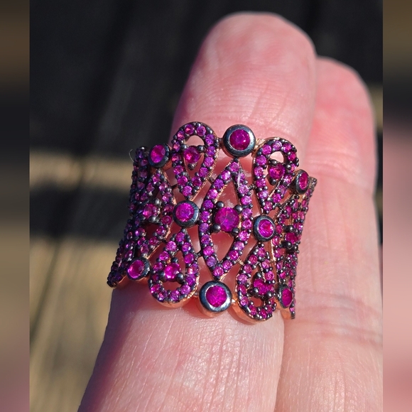 Kharma Collection by Avelon Jewelry - Ruby lace Sterling & Gold Lace Ring sz 7.5